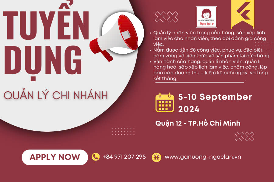 TUYỂN DỤNG QUẢN LÝ CHI NHÁNH NGỌC LAN@ – MỨC LƯƠNG CẠNH TRANH