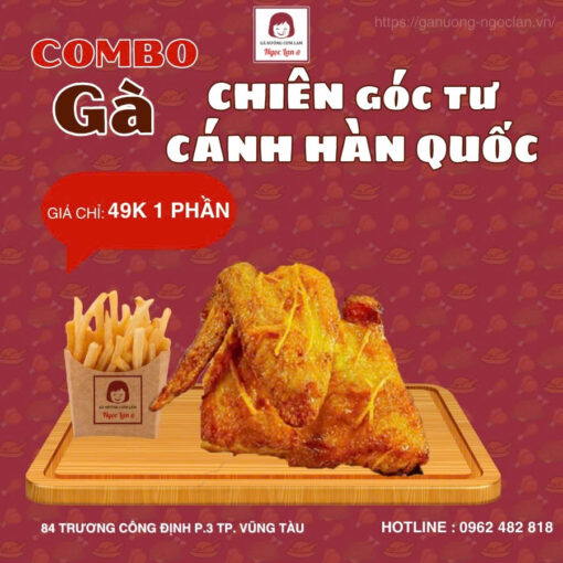 combo gà chiên góc phần tư cánh Hàn Quốc một món ăn nổi tiếng xứ Hàn ở Việt Nam