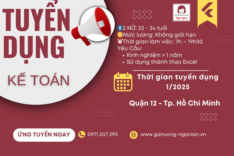 Tuyển Dụng Kế Toán Đi Làm Ngay tại Gà Nướng Ngọc Lan